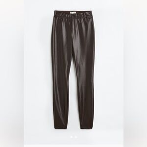 high waist brown faux leather leggings